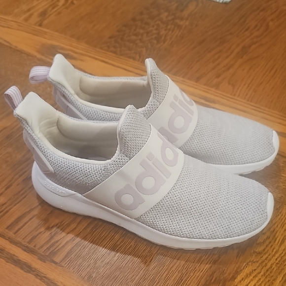 adidas Shoes - Adidas Womans Light Gray With Lilac Logo Slip-On Shoes